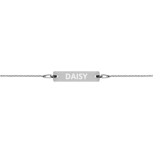 The Tamarind Man's Jam Daisy Engraved Silver Bar Chain Bracelet