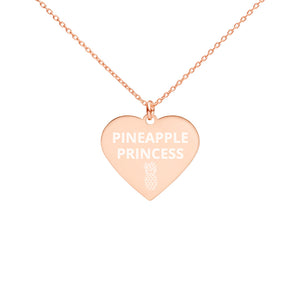 The Tamarind Man's Jam Pineapple Princess Engraved Silver Heart Necklace