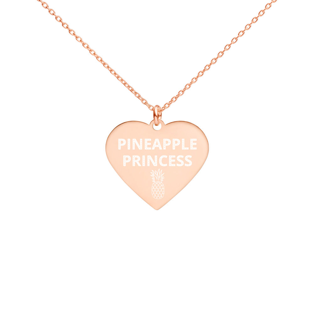 The Tamarind Man's Jam Pineapple Princess Engraved Silver Heart Necklace