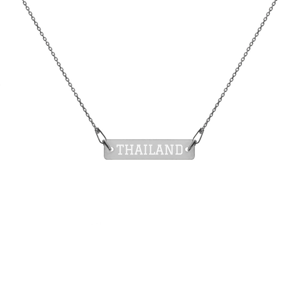 The Tamarind Man's Jam Thailand Engraved Silver Bar Chain Necklace