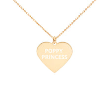 Load image into Gallery viewer, The Tamarind Man&#39;s Jam Poppy Princess Engraved Silver Heart Necklace
