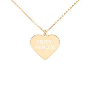 The Tamarind Man's Jam Poppy Princess Engraved Silver Heart Necklace