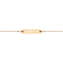 Load image into Gallery viewer, The Tamarind Man&#39;s Jam Camellia Engraved Silver Bar Chain Bracelet
