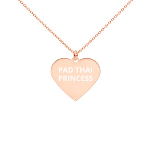 The Tamarind Man's Jam Pad Thai Princess Engraved Silver Heart Necklace