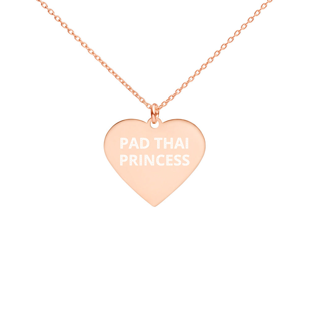 The Tamarind Man's Jam Pad Thai Princess Engraved Silver Heart Necklace