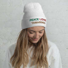 Load image into Gallery viewer, The Tamarind Man&#39;s JamPeace Love Tamarind Cuffed Beanie
