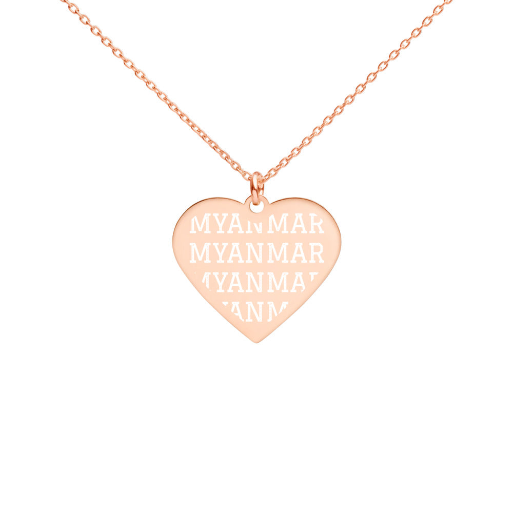 The Tamarind Man's Jam Myanmar Engraved Silver Heart Necklace