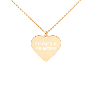 The Tamarind Man's Jam Plumeria Princess Engraved Silver Heart Necklace