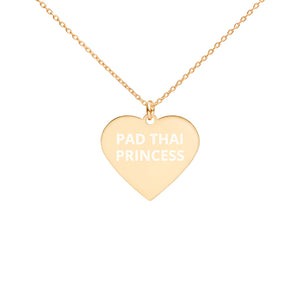 The Tamarind Man's Jam Pad Thai Princess Engraved Silver Heart Necklace