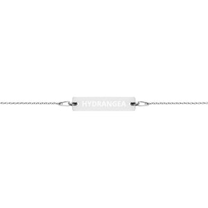 The Tamarind Man's Jam Hydrangea Engraved Silver Bar Chain Bracelet