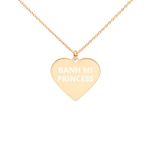 The Tamarind Man's Jam Banh Mi Princess Engraved Silver Heart Necklace