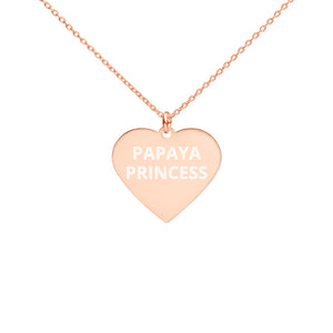 The Tamarind Man's Jam Papaya Princess Engraved Silver Heart Necklace