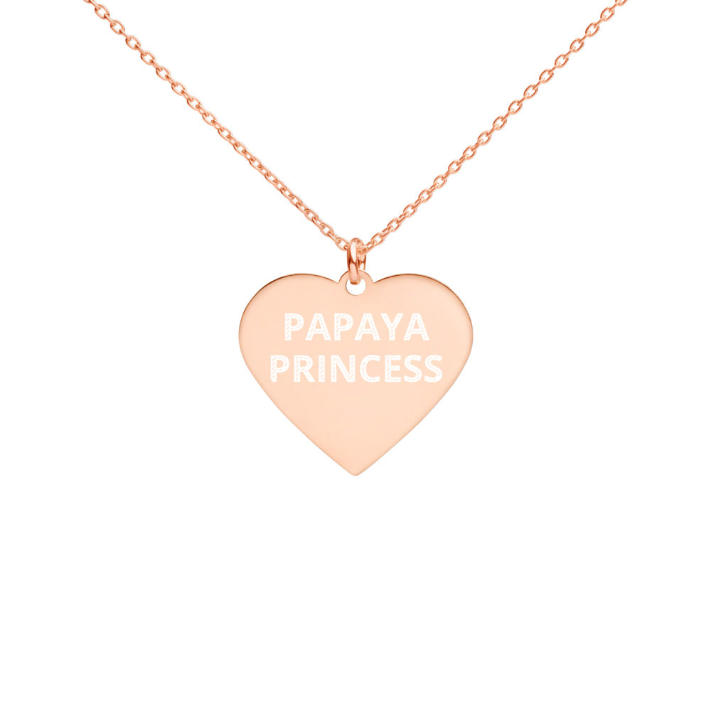 The Tamarind Man's Jam Papaya Princess Engraved Silver Heart Necklace