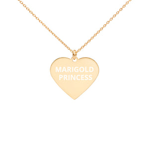 The Tamarind Man's Jam Marigold Princess Engraved Silver Heart Necklace