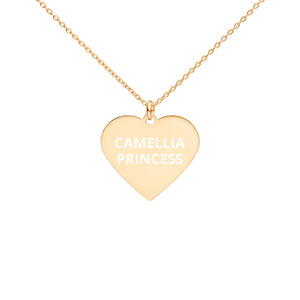 The Tamarind Man's Jam Camellia Princess Engraved Silver Heart Necklace