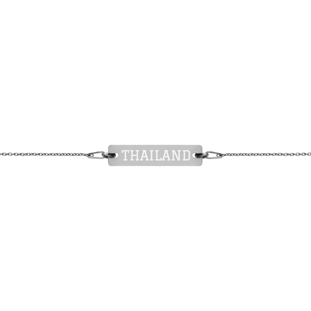 The Tamarind Man's Jam Thailand Engraved Silver Bar Chain Bracelet