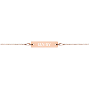 The Tamarind Man's Jam Daisy Engraved Silver Bar Chain Bracelet