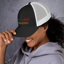 Load image into Gallery viewer, The Tamarind Man&#39;s Jam Peace Love Tamarind Trucker Cap
