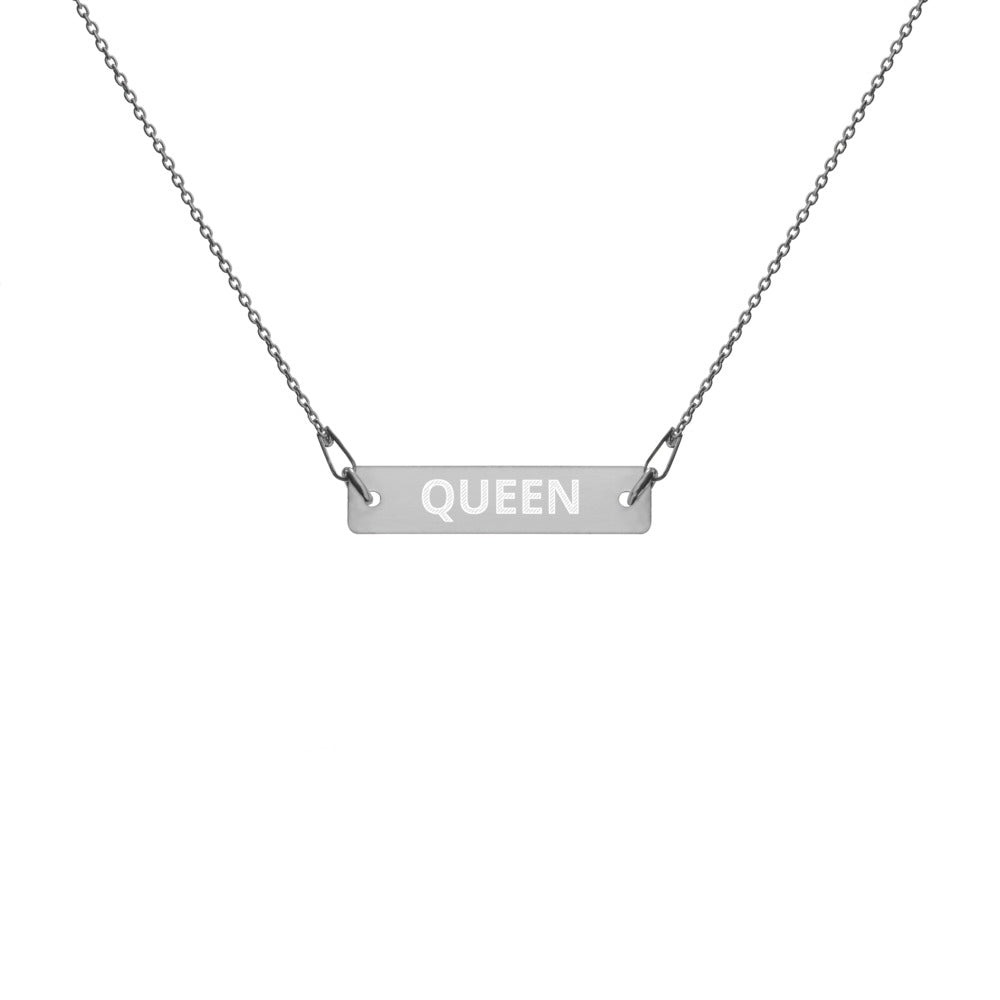 The Tamarind Man's Jam Queen Engraved Silver Bar Chain Necklace