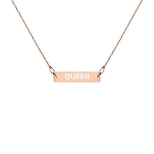 Load image into Gallery viewer, The Tamarind Man&#39;s Jam Queen Engraved Silver Bar Chain Necklace
