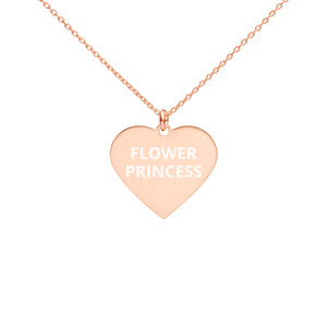 The Tamarind Man's Jam Flower Princess Engraved Silver Heart Necklace