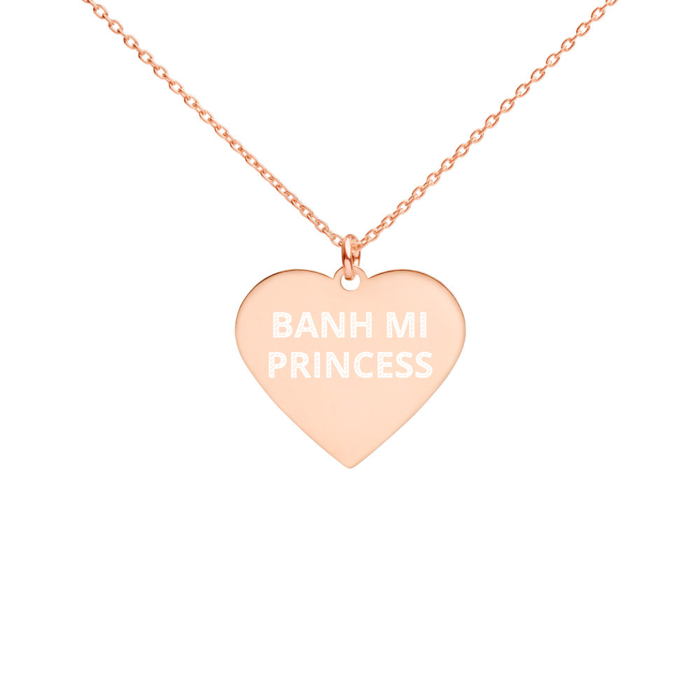 The Tamarind Man's Jam Banh Mi Princess Engraved Silver Heart Necklace