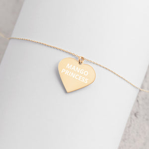 The Tamarind Man's Jam Mango Princess Engraved Silver Heart Necklace