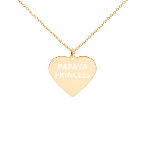 The Tamarind Man's Jam Papaya Princess Engraved Silver Heart Necklace