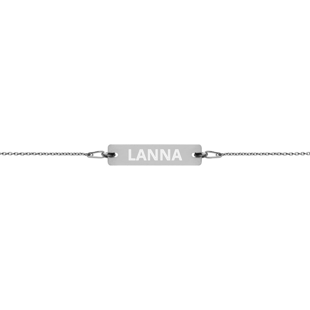 The Tamarind Man's Jam Lanna Engraved Silver Bar Chain Bracelet