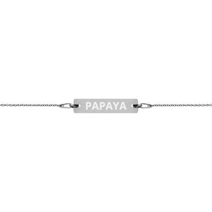 The Tamarind Man's Jam Papaya Engraved Silver Bar Chain Bracelet