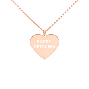 The Tamarind Man's Jam Poppy Princess Engraved Silver Heart Necklace