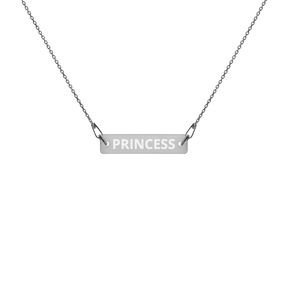 The Tamarind Man's Jam Princess Engraved Silver Bar Chain Necklace