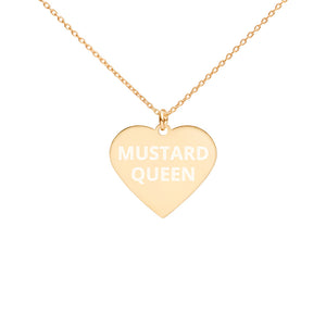 The Tamarind Man's Jam Mustard Queen Engraved Silver Heart Necklace